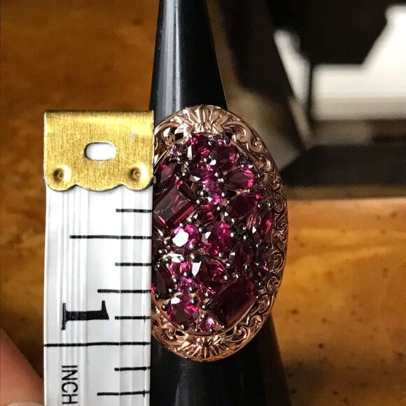 Natural Rhodolite Garnet Sterling Silver Cocktail Ring Size 5.25 - Picture 5 of 9